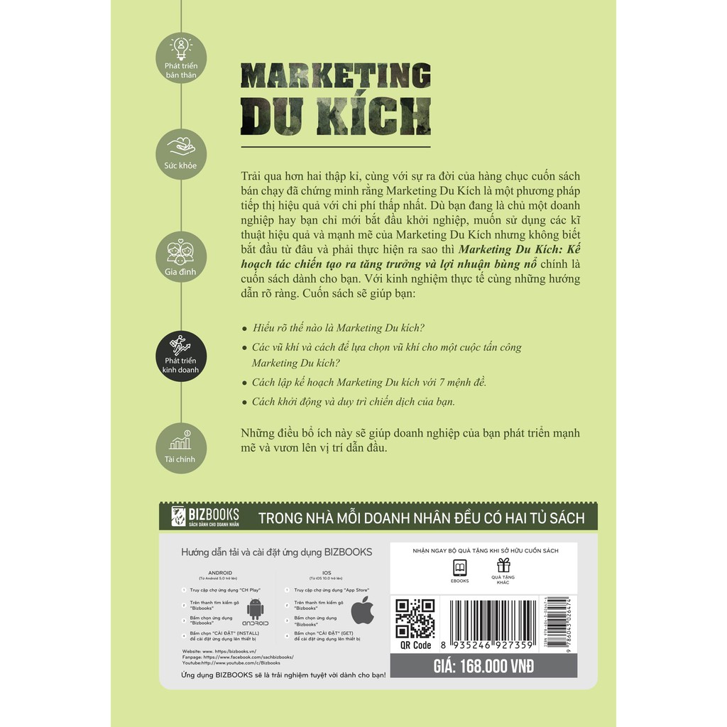 Sách - Marketing Du Kích: Kế hoạch tác chiến tạo ra tăng trưởng và lợi nhuận bùng nổ - BIZ-MKBH-168k-8935246927359