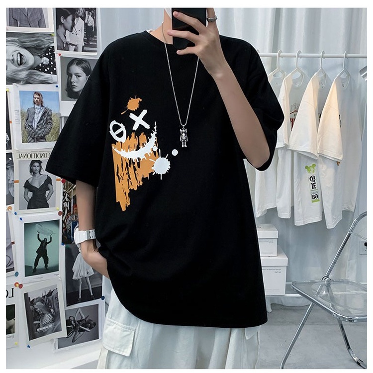 Áo Thun nam nữ, áo phông from rộng tay lỡ in Hình Mặt Cười