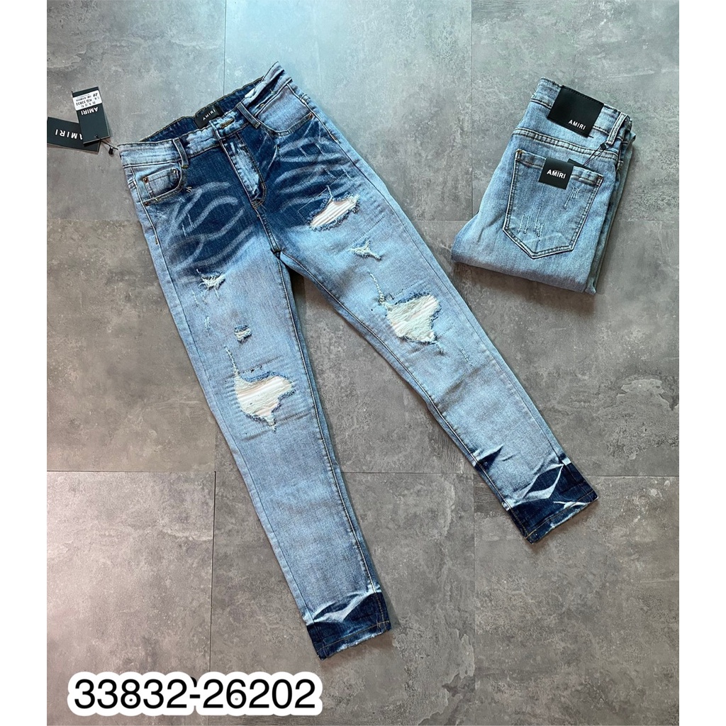 Quần Jean Nam Amiri Vá Da Màu Siêu Chất - Quần Jeans Nam Amiri Vá Cực Xịn