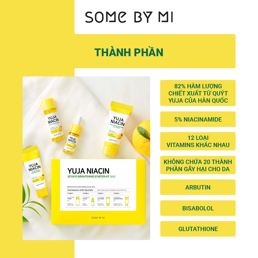 Bộ Kit Some By Mi Dưỡng Sáng Da Chiết Xuất Thanh Yên 4 Món Yuja Niacin 30 Days Miracle