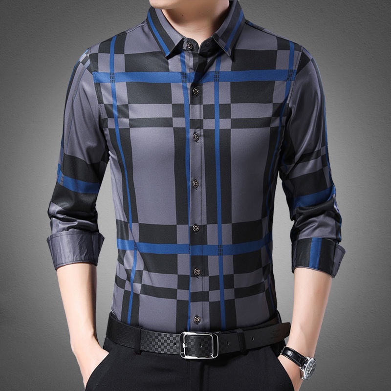 Áo Sơ Mi Nam Tay Dài Họa Tiết Caro Thời Trang