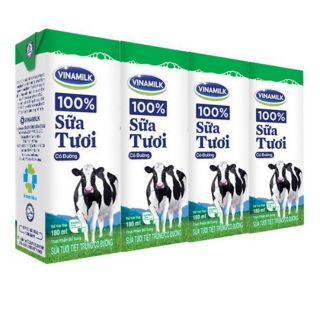Lốc 4 Hộp Sữa Tươi Tiệt Trùng Vinamilk có Đường (180ml/ Hộp)