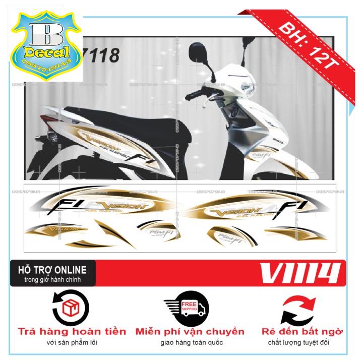 ( Quí khách vui lòng mang ra tiệm cho thợ dán ) Tem VISION 17118 DÁN XE TRẮNG [Bi Decal]