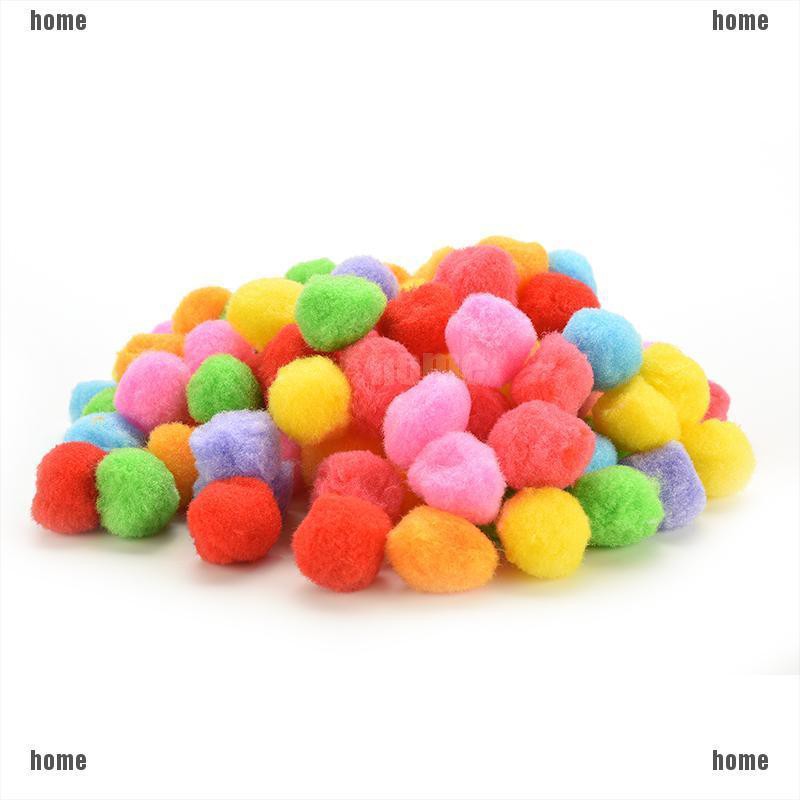 Set 100 quả pompom mini 10mm 20mm 30mm 40mm nhiều màu làm đồ chơi thủ công cho bé