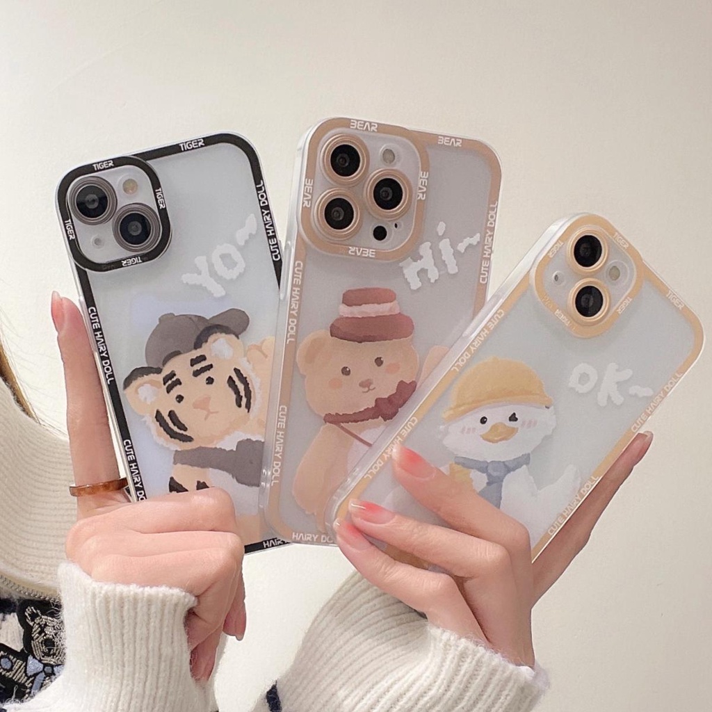 Transparent Cute Cartoon flash drill Compatible for iphone 13 12 11 pro max x xr xsmax 7/8plus TPU phone case cover