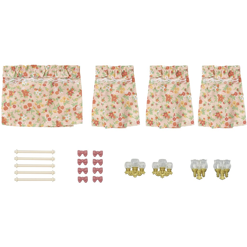 Sylvanian Families Bộ Rèm Cửa Và Đèn Trang Trí Treo Tường Lampshade Curtain Set