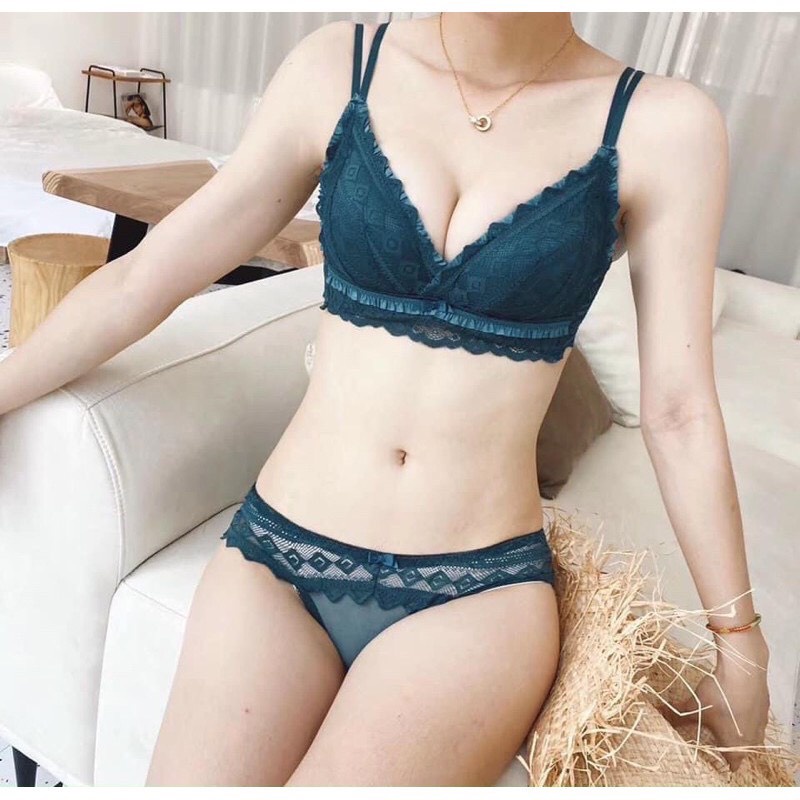 Bộ quần áo lót ren cao cấp Không Gọng Đệm Dày Nâng Ngực SUIT3301