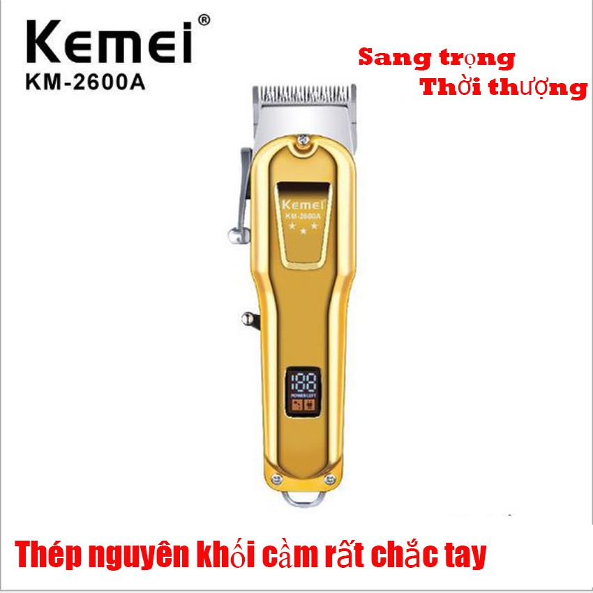 Tông đơ cắt tóc kemei chuyên nghiệp Baber Km 2600A màu vàng sang trọng cá tính