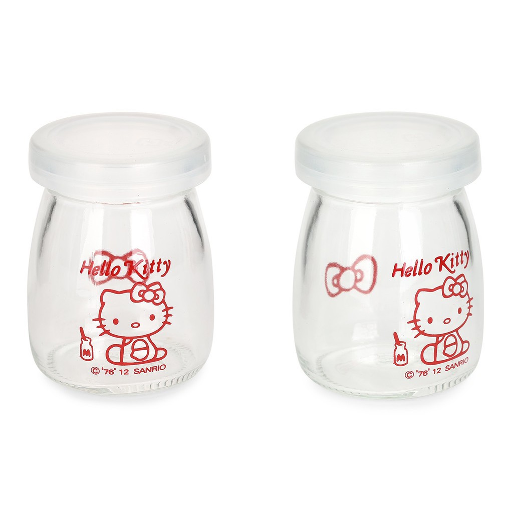 Bộ 12 Hũ Đựng Sữa Chua Thuỷ Tinh Hello Kitty