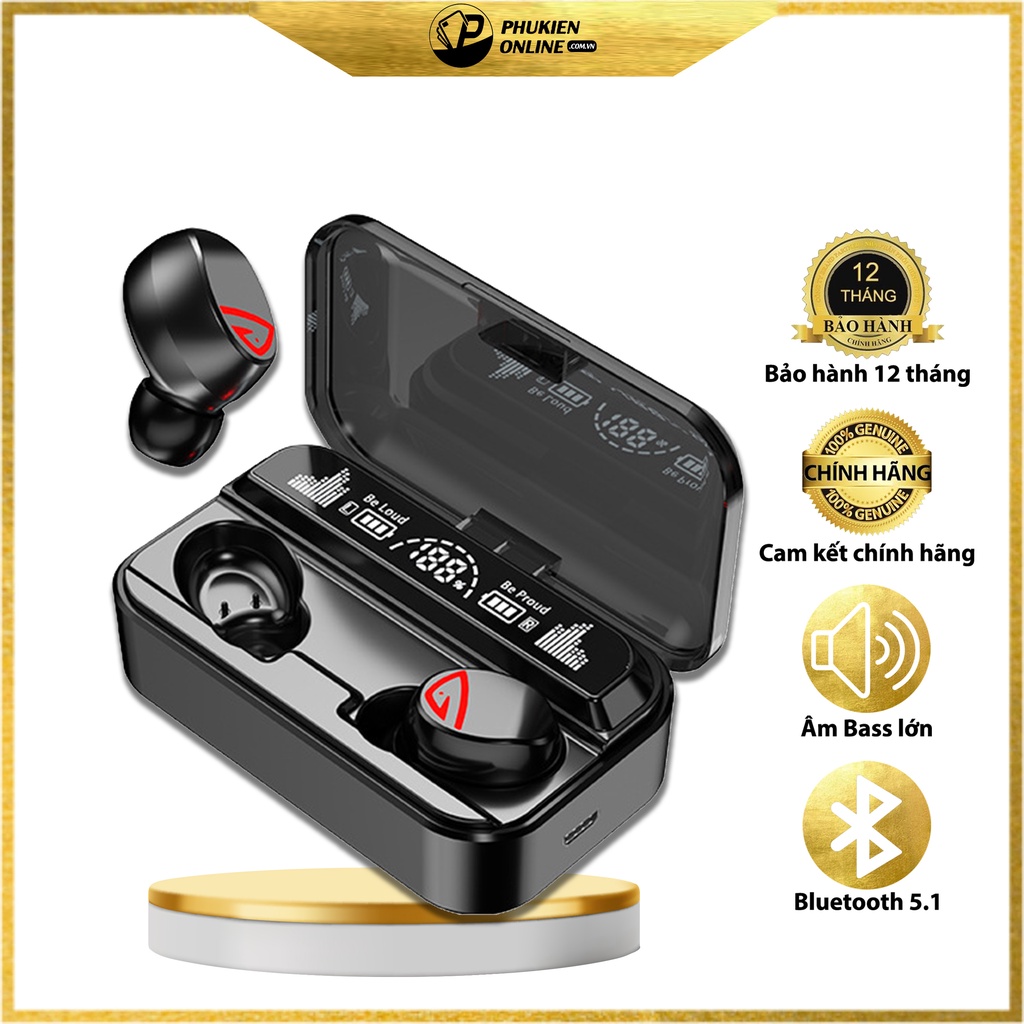 Tai nghe bluetooth V5.2 Floveme - S10 Pro cao cấp, cảm ứng vân tay, hỗ trợ đàm thoại, kiêm sạc dự phòng 2200mAh