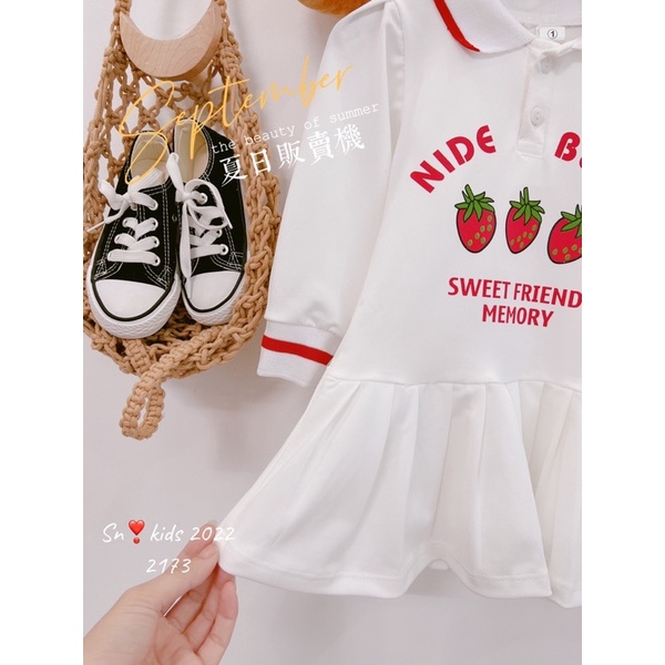 Váy polo dâu dài tay cho bé gái