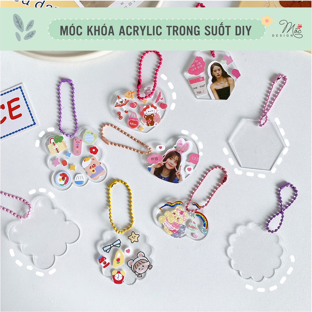 Móc khóa Acrylic trong suốt xinh xắn tự trang trí DIY nhiều mẫu