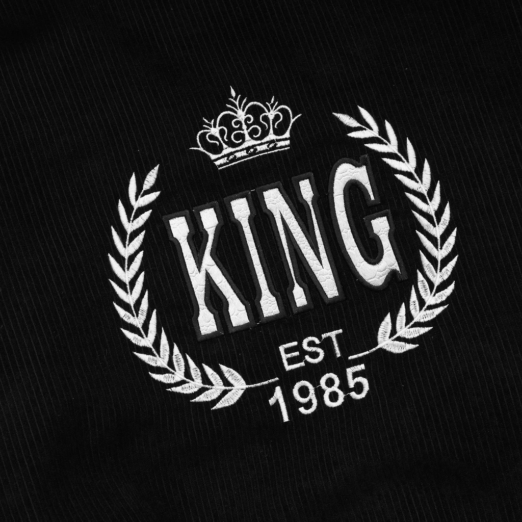 Áo Khoác Nam Nữ Nhung Tăm Jacket Varsity Graffiti - King Brand Unisex V2 Màu Đen