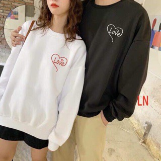 COMBO 2 ÁO NHƯ HÌNH in hình tim chữ love áo tay dài áo đôi ý nghĩa.