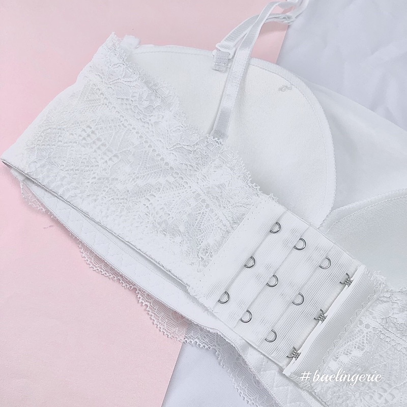 Áo ngực ren không gọng mút mỏng áo lót quây chống tụt bralette sexy ba móc cài JULIA có kèm cặp dây áo - Bae Lingerie