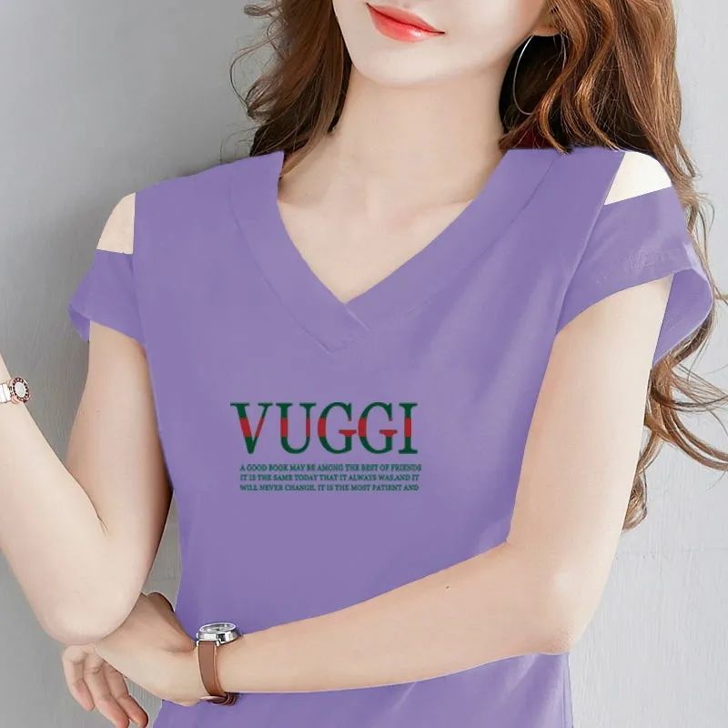 Áo thun cotton ngắn tay cổ chữ V plus size cho phụ nữ trung niên
