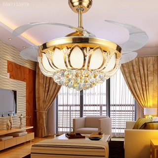 Quạt Trần Đèn Cánh Sen_Quạt Trần Cánh Cụp Xòe_Chế Độ 3 Màu Ánh Sáng_Bảo Hành 10 Năm Động Cơ