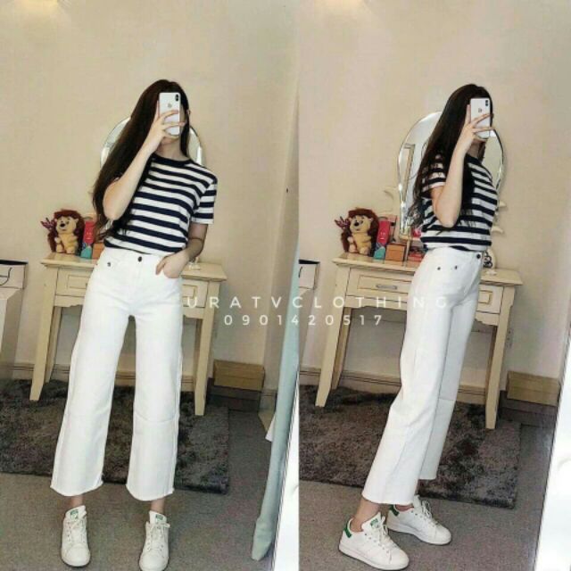 Quần Kaki Jean Suông Trắng- Đen | BigBuy360 - bigbuy360.vn