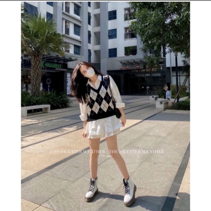 [ Ảnh thật ] Áo gile quả trám lông thỏ