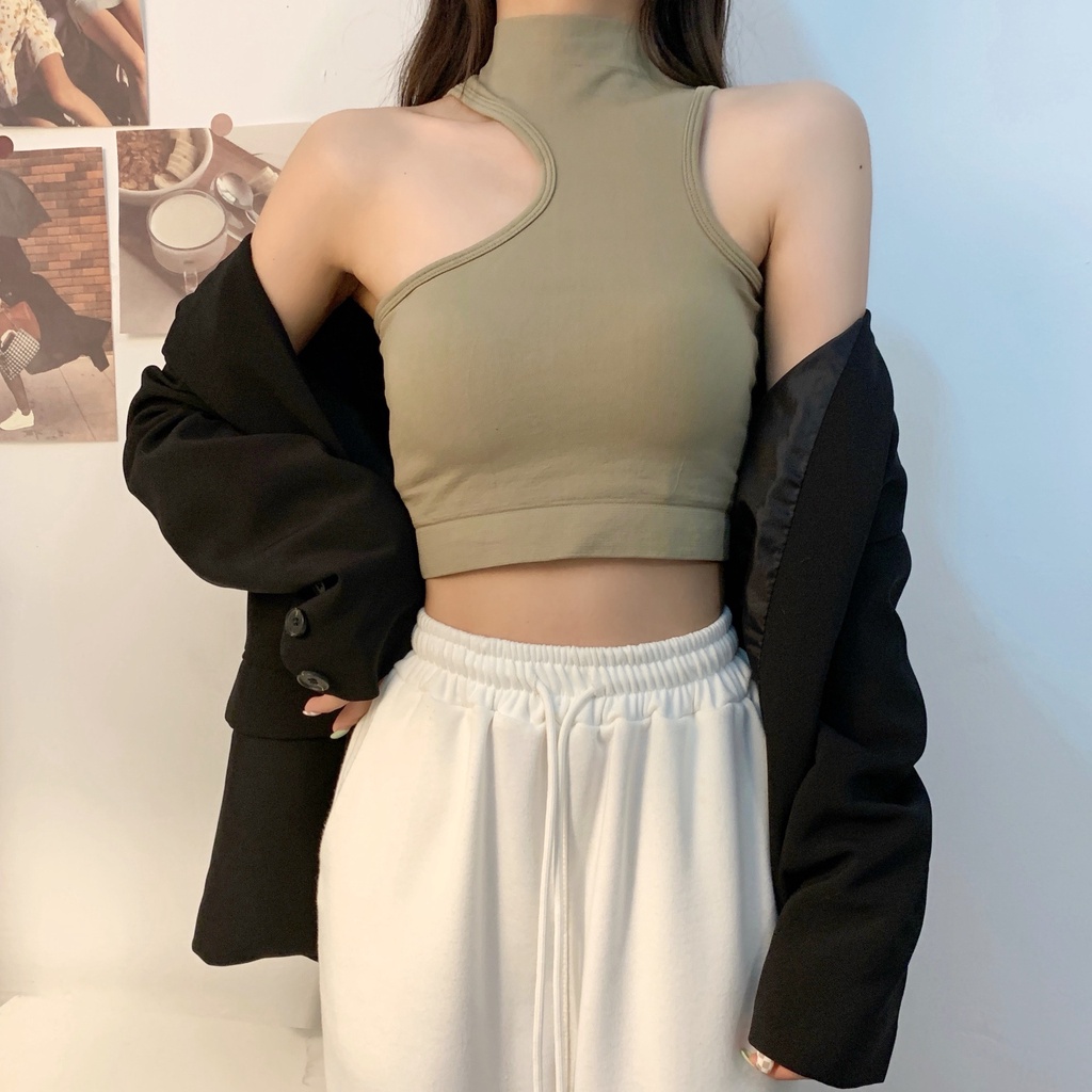 Áo croptop nữ kiểu ôm body, áo croptop khoét vai sexy CROP05