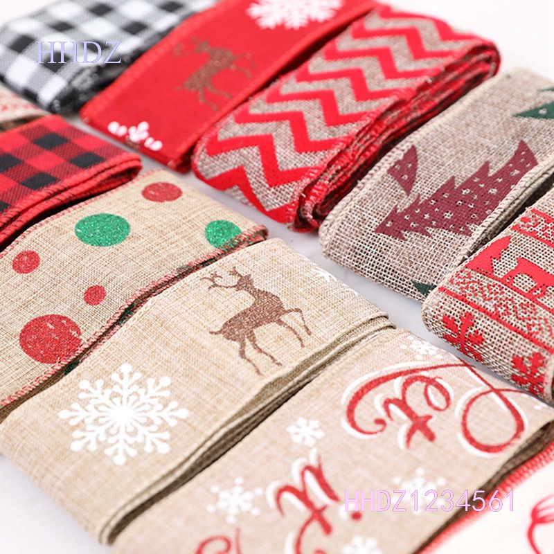 Ruy Băng Vải Bố In Họa Tiết Noel Dài 2m Dùng Trang Trí Cây Thông, handmade - VPP Brendo