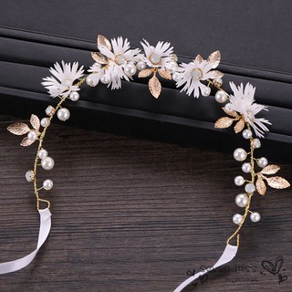 Băng đô cài tóc đính đá và ngọc trai nhân tạo thời trang cho cô dâu