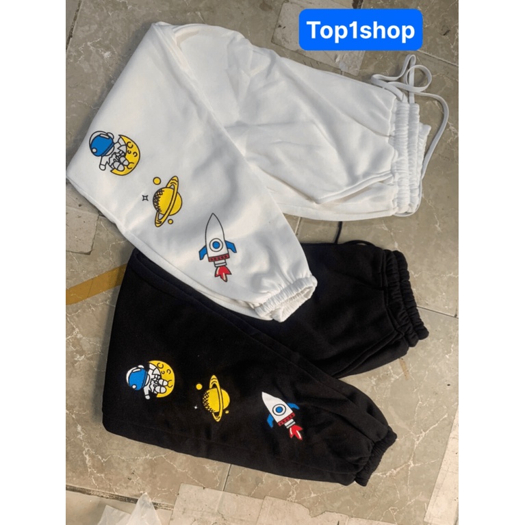 Quần jogger thể thao ống rộng Vũ Trụ chất nỉ bông cao cấp Unisex