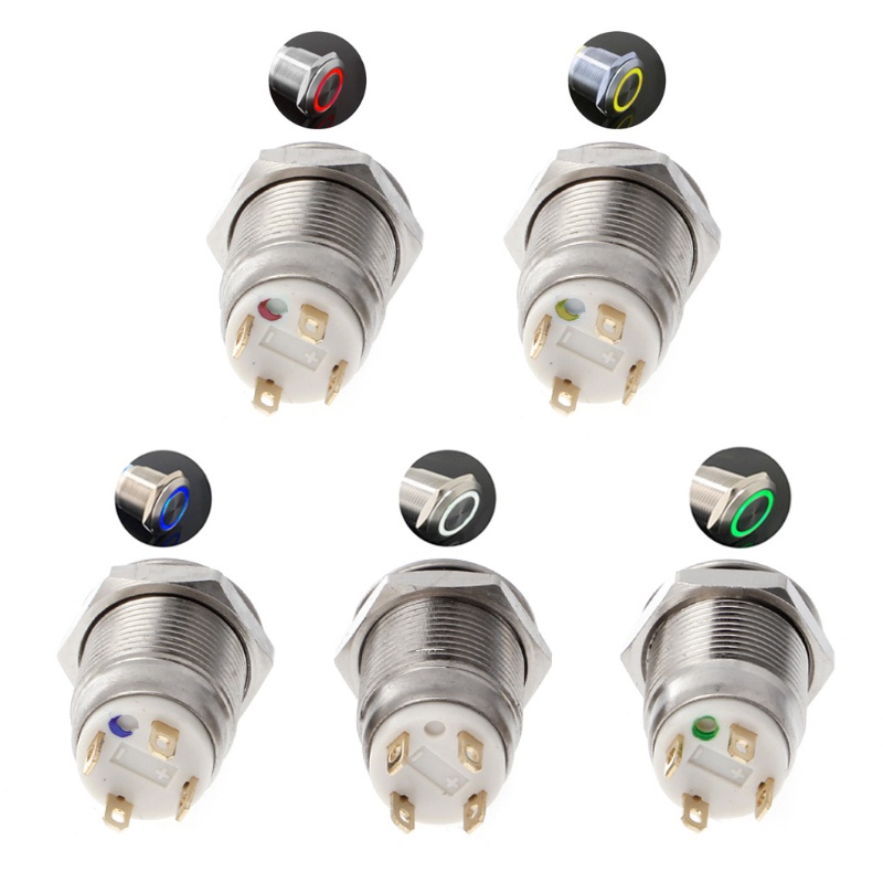 Công Tắc Nút Nhấn Bằng Kim Loại 12mm 3A / 220V Cho Đèn LED DC
