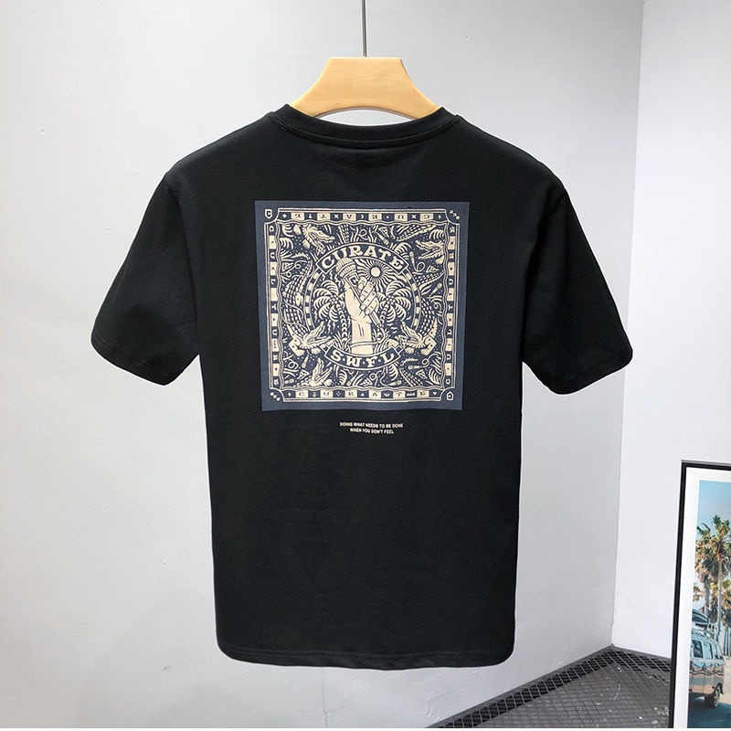 Áo Thun Tay Ngắn Chất Liệu 100% Cotton Thoáng Khí Thấm Hút Mồ Hôi Phong Cách Hàn Quốc Cho Nam