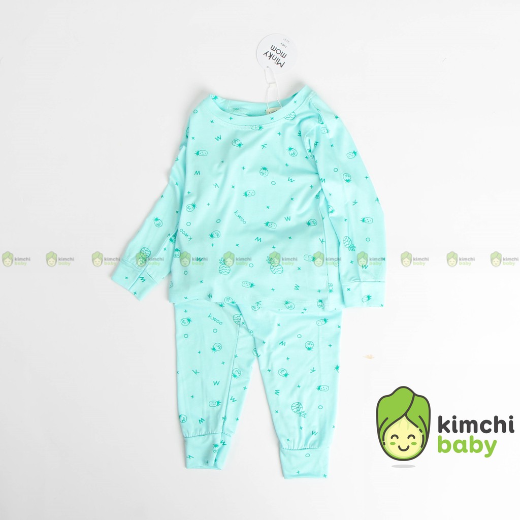 Bộ Dài Tay Cho Bé Trai, Bé Gái Minky Mom Vải Thun Lạnh Họa Tiết Trái Thơm, Bộ Quần Áo Trẻ Em Mặc Nhà MKM2141