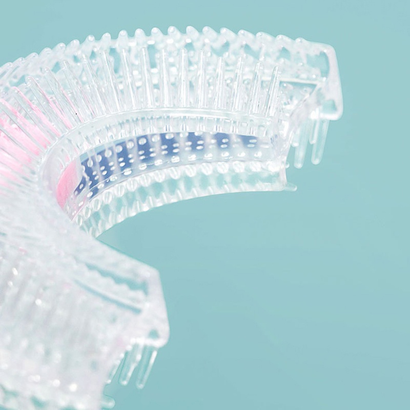 Bàn Chải Đánh Răng Silicone Hình Chữ U Xoay 360 Độ Cho Trẻ Em° Dụng Cụ Vệ Sinh Răng Miệng 2-4