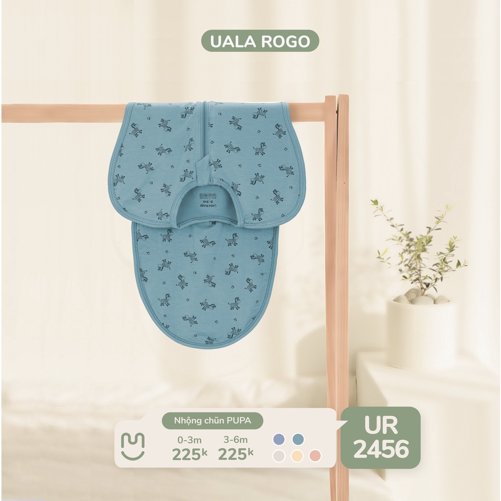 Nhộng chũn sơ sinh chống giật mình giúp bé ngủ ngon Ualarogo 0-6 tháng vải sợi tre khóa 2 chiều dễ thay bỉm 2456