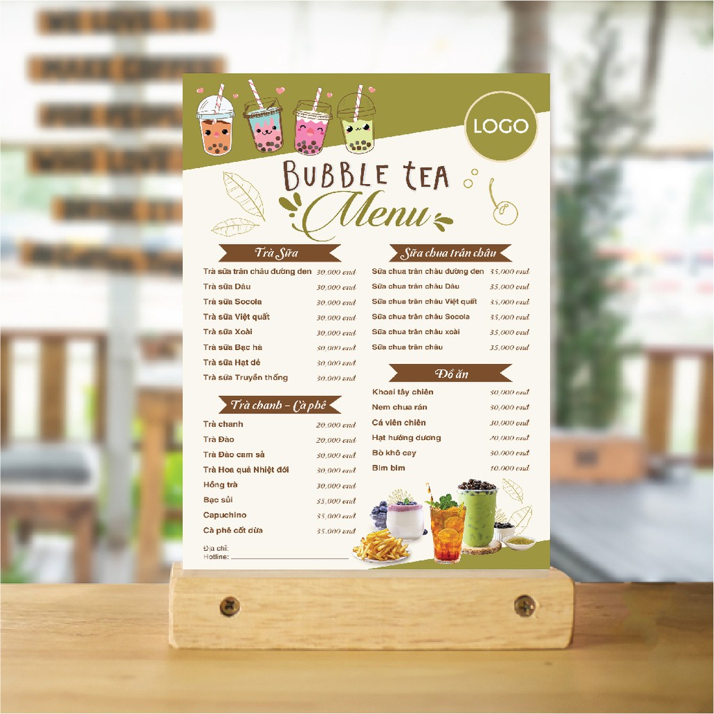 In Ấn - Thiết Kế Menu quán Trà Sữa - Trà Chanh(1 mặt A4)