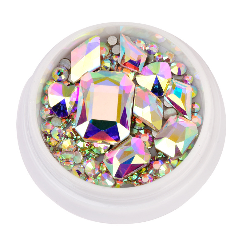 1 Hộp đá phụ kiện trang trí móng tay 3D lấp lánh được trộn hỗn hợp