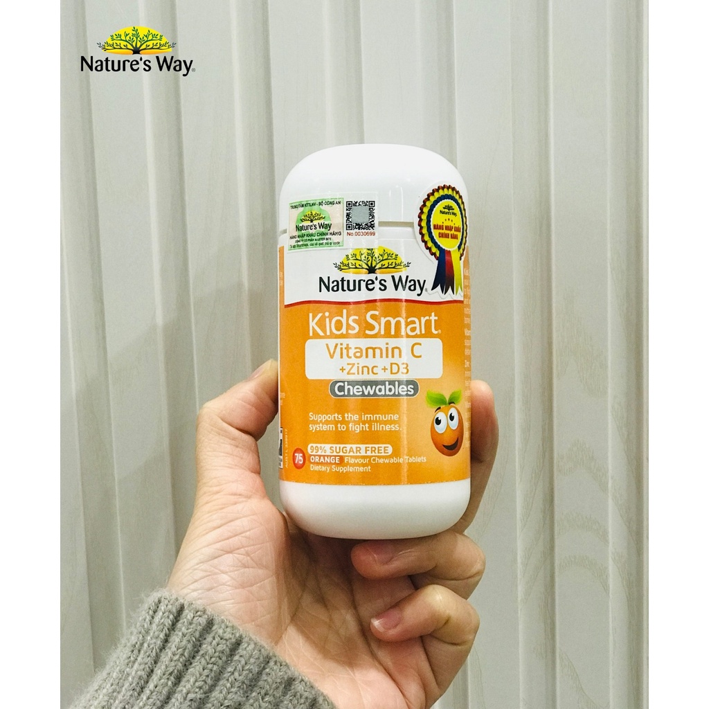 Combo 2 Viên Nhai NATURE'S WAY Kids Smart Vitamin C+ZinC+D3 Và Immune Defence Bổ Sung Vitamin Tăng Cường Miễn Dịch