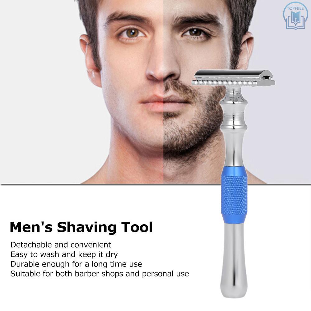 [Hàng mới về] Dao cạo râu truyền thống thiết kế hai lưỡi an toàn bằng thép không gỉ tay cầm dài tiện dụng | BigBuy360 - bigbuy360.vn