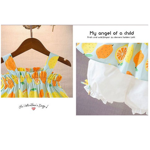 Đồ bộ cho bé gái, bộ bé gái Themoon họa tiết dễ thương, áo hai dây quần short cho bé từ 7kg - 17kg