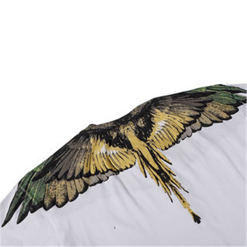 Áo Thun Tay Ngắn Cổ Tròn In Hình Đôi Cánh Màu Vàng Thời Trang Unisex