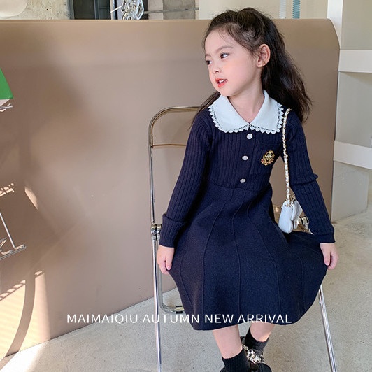 Đầm len tay dài thời trang mùa thu 2021 dành cho bé gái