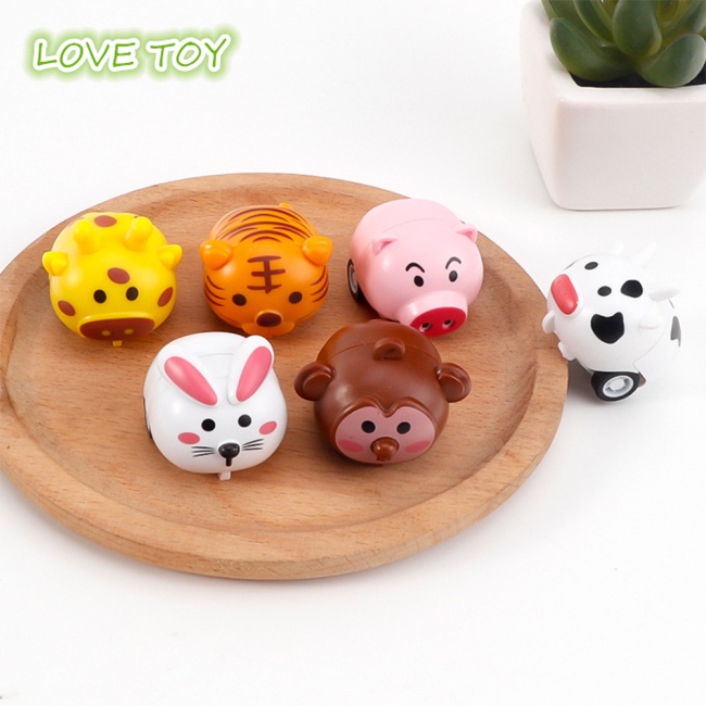 1 Xe Đồ Chơi Mini Hình Động Vật Hoạt Hình Bằng Nhựa Dễ Thương Cho Bé Trai