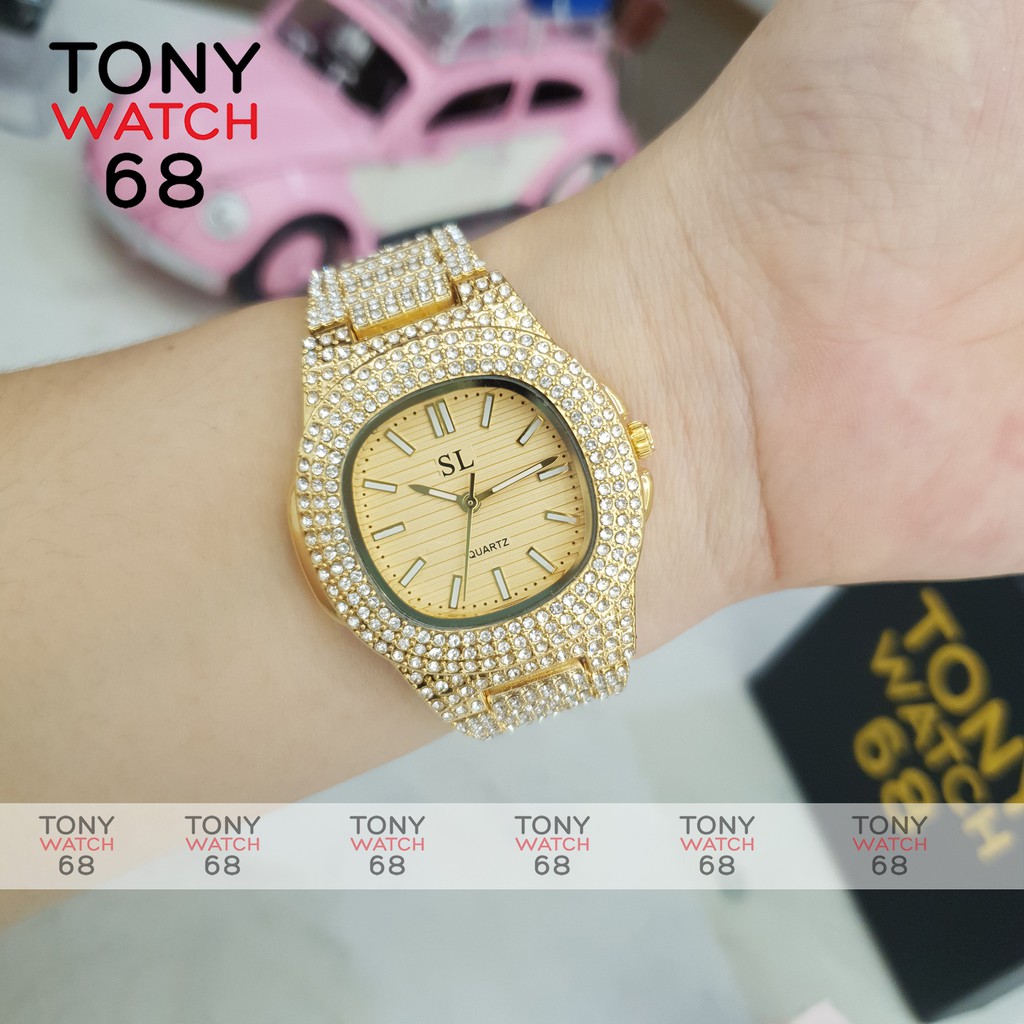 Đồng hồ nữ đẹp SL chính hãng mặt vuông đính đá chống nước tuyệt đối Tony Watch 68