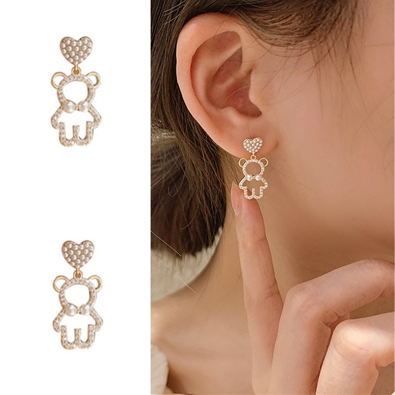 Bông tai hình gấu dễ thương phong cách Hàn Quốc thời trang mùa hè cho nữ F083 2021