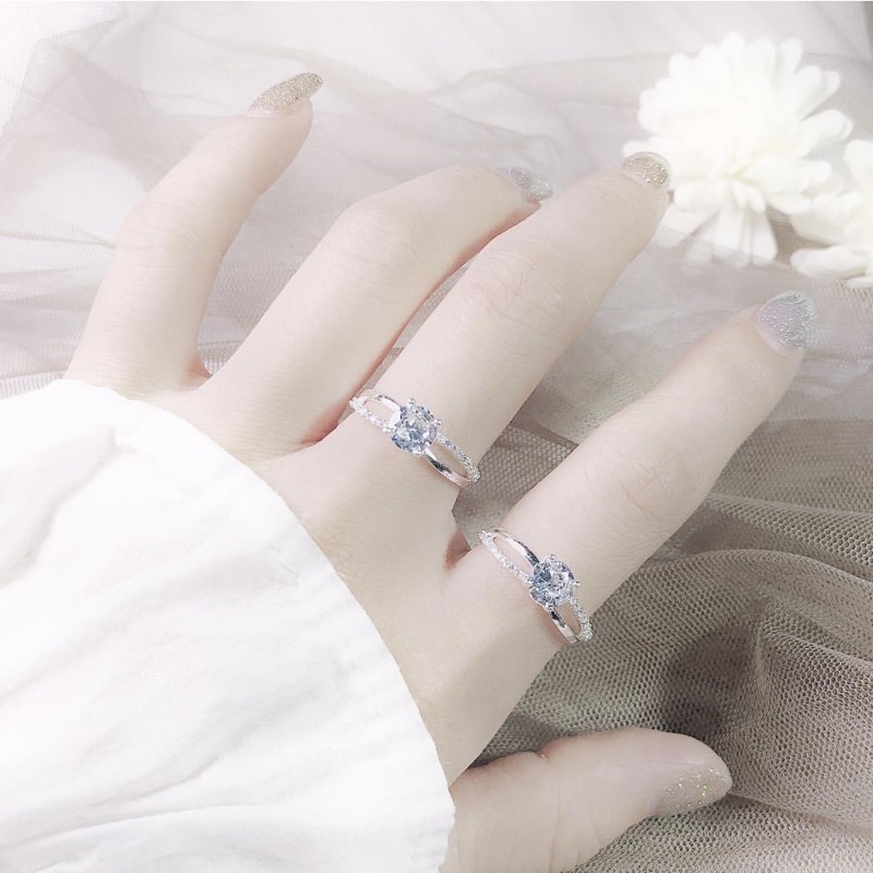 Nhẫn nữ Bạc ta đính đá , sáng bóng , dày dặn - Vàng Bạc Khải Khải