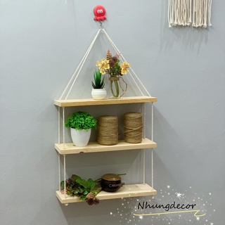 Kệ treo 3 tầng decor trang trí nhà cửa kệ để đồ treo tường phong cách retro