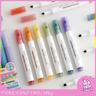 Bút dạ quang 6 màu xinh xắn, bút đánh đâu, bút nhớ