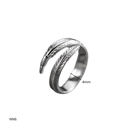 Nhẫn nam bạc Feather thiết kế mặt hình lông vũ cá tính, đơn giản, nam tính, unisex | GEMY SILVER NN6