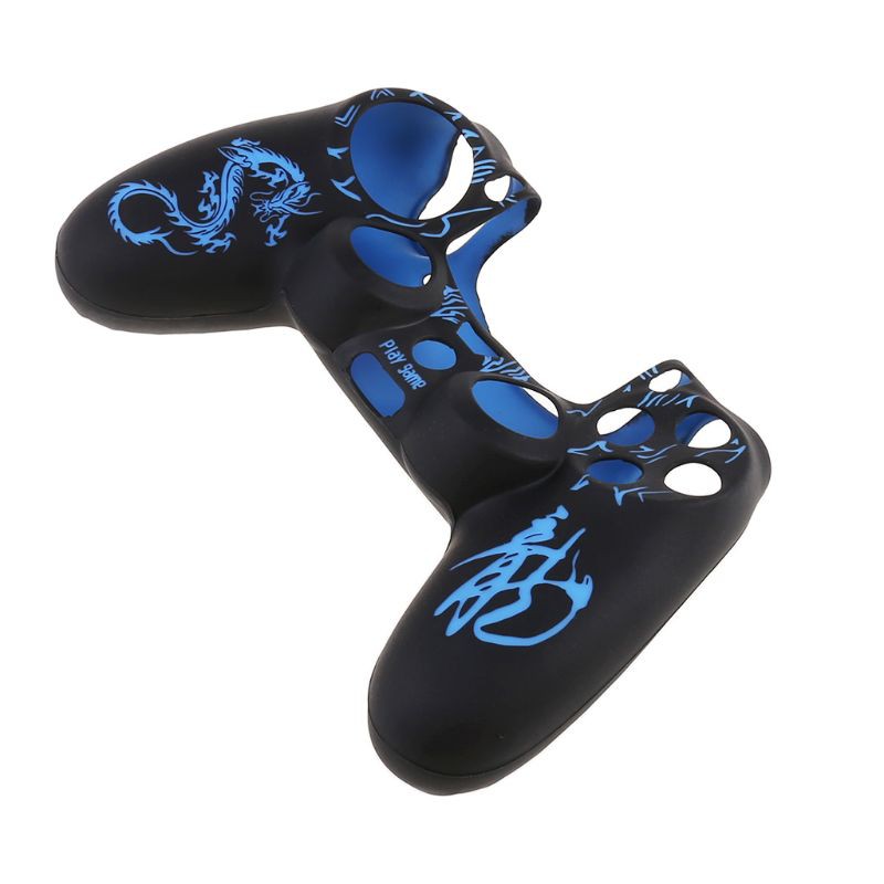 Bộ Vỏ Bọc Tay Cầm Chơi Game Ps4 + 2 Nút Bấm Bằng Silicone Hình Rồng Trung Hoa