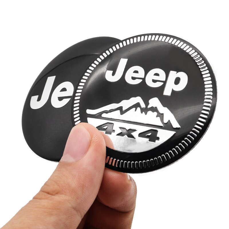 Bộ 4 Miếng Dán Logo 56mm Trang Trí Trục Bánh Xe Hơi Jeep