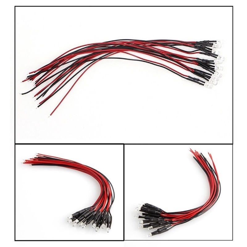 Bóng đèn led 3mm/5mm, sẵn dây 20cm làm hoa, mô hình,đồ trang trí decor