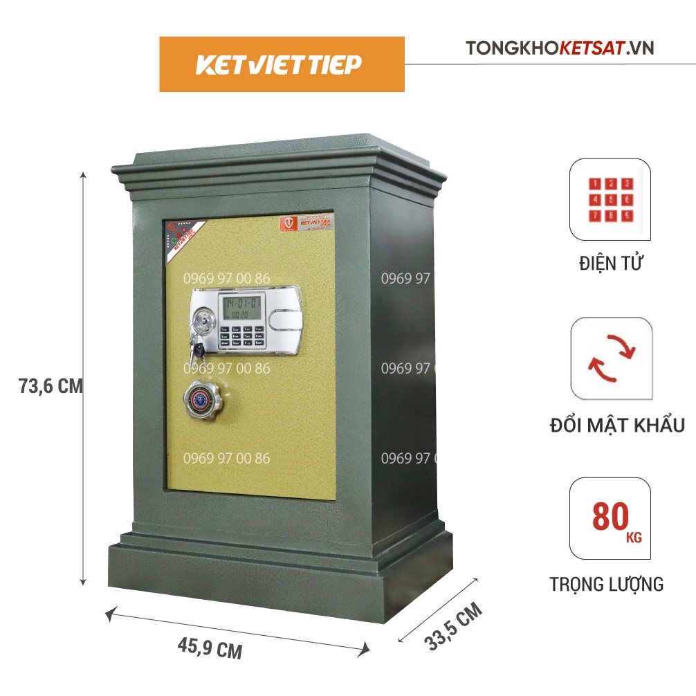 Két Sắt Điện Tử Việt Tiệp K305-DT Chống Cháy Nặng 80KG (Miễn Phí Giao Hàng Toàn Quốc)